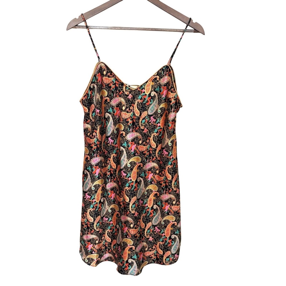 Vintage Barbizon Paisley Slip Dress Nightgown – Satin Feel Lingerie - Medium